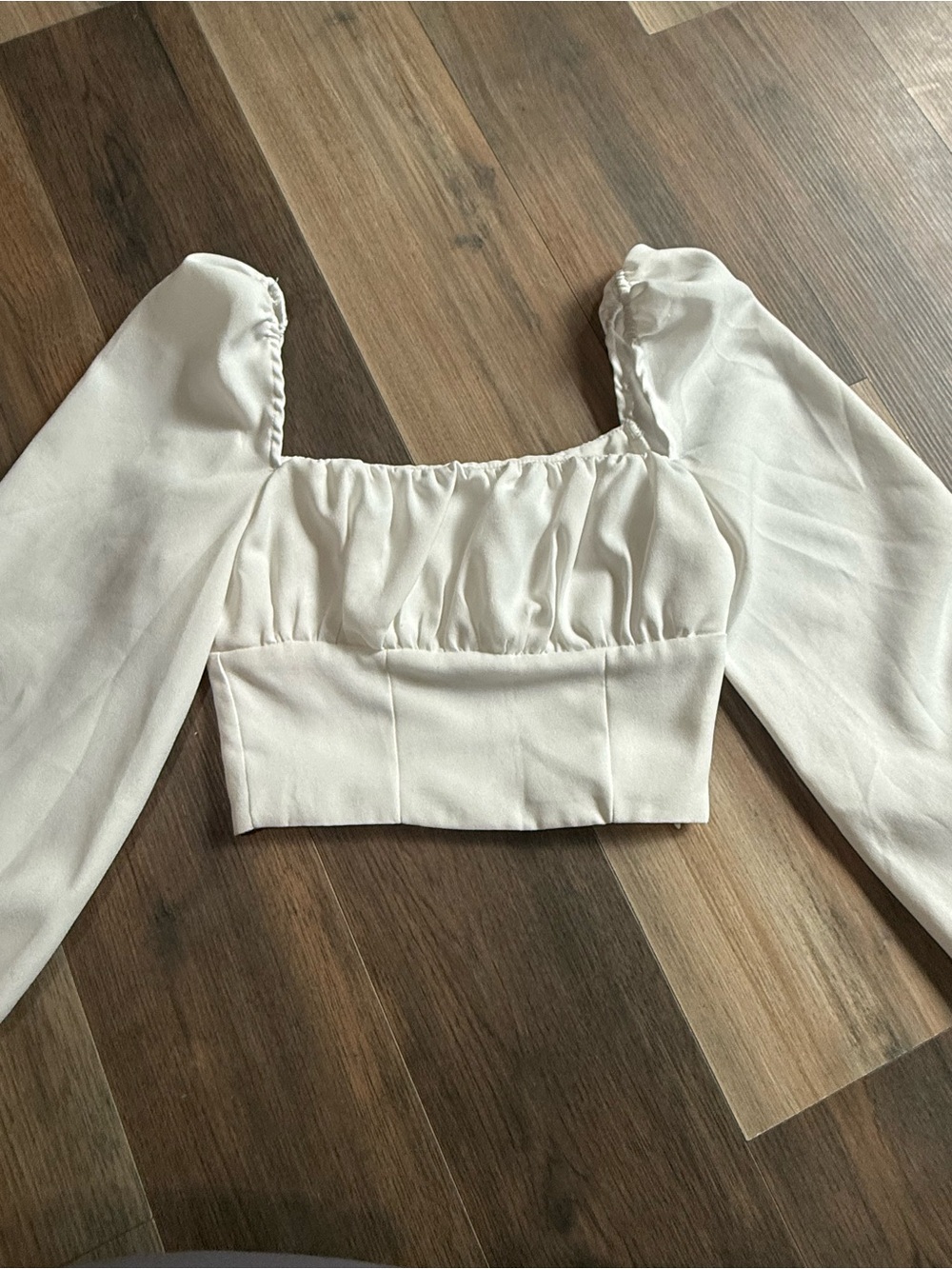 Princess Polly White Square-Neck Puff Sleeve Crop Top